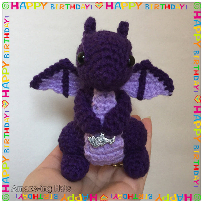 Birthstone Colour Dragon w/Happy Birthday Charm